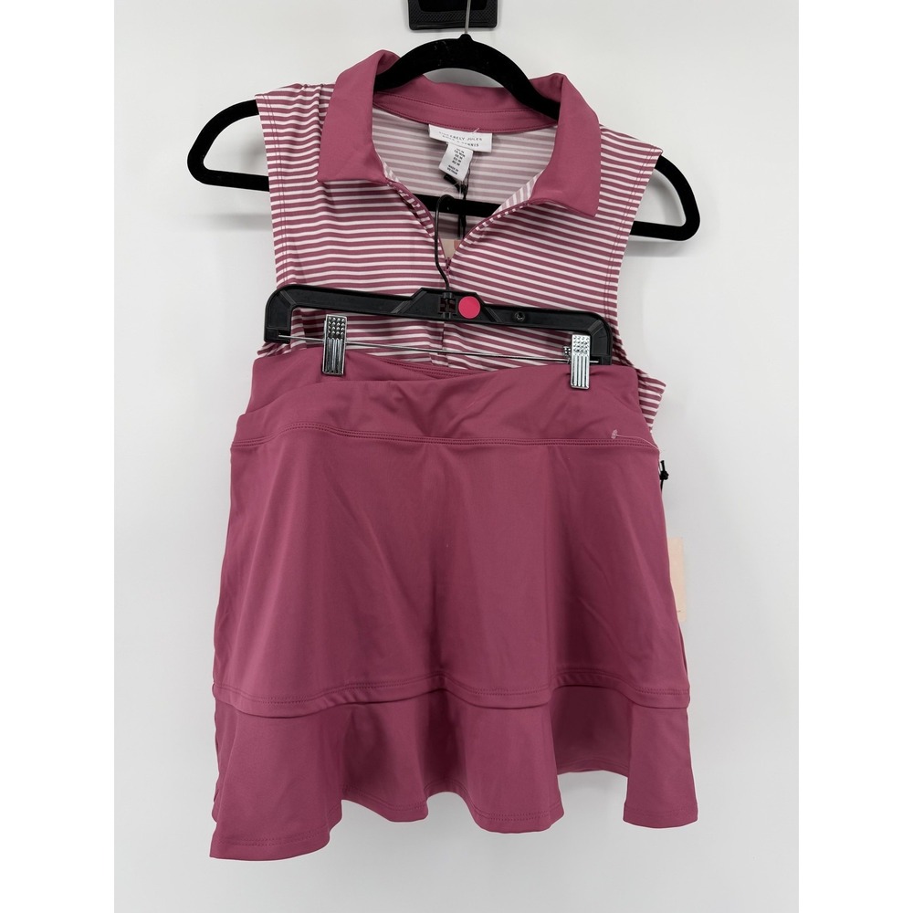 Sincerely Jules Golf Tennis Set Womens Medium Pink Collared Striped Top Skort - Picture 2 of 13